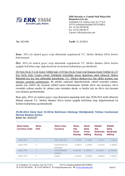 2014 yılı &uuml;&ccedil;&uuml;nc&uuml; ge&ccedil;ici vergi d&ouml;neminde uygulanacak TC Merkez