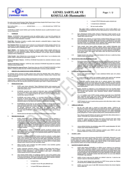 GENEL ŞARTLAR VE KOŞULLAR (Hammadde)