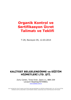 Organik Kontrol ve Sertifikasyon &Uuml;cret Talimatı