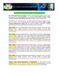 2012 KPSS Sonuçlarına Göre BBY KPSS Puan ve Sıralama Tablosu