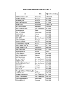 2013-2014 ERASMUS HİBE &Ouml;DEMELERİ &ndash; LİSTE 10 Ad &Uuml;lke