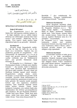 04.04.2014 Tarihli Hutbe : M&Uuml;SL&Uuml;MAN G&Uuml;VENİLİR İNSANDIR