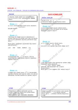 Sayılar 1.B&ouml;l&uuml;m