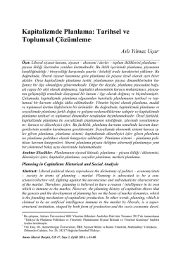 Kapitalizmde Planlama: Tarihsel ve Toplumsal &Ccedil;&ouml;z&uuml;mleme1
