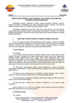 Şirketlerde Sermaye Azaltılmasının TTK ve Vergi Uygulamaları