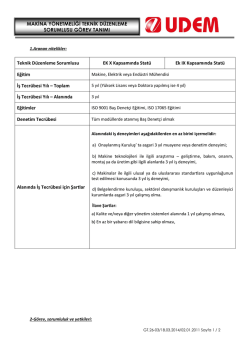 MAKİNA Y&Ouml;NETMELİĞİ TEKNİK D&Uuml;ZENLEME SORUMLUSU