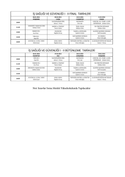 Final ve B&uuml;t&uuml;nleme Sınav Tarihleri