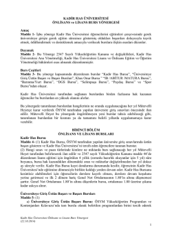 Önlisans ve Lisans Burs Yönergesi