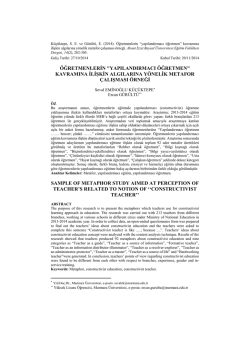 &ouml;ğretmenlerin "yapılandırmacı &ouml;ğretmen"