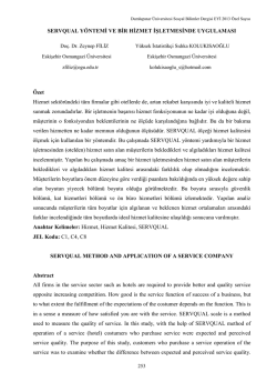 SERVQUAL YÖNTEMİ VE BİR HİZMET İŞLETMESİNDE