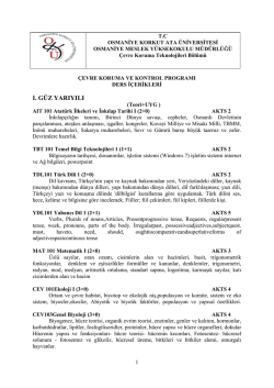 ı. g&uuml;z yarıyılı - Osmaniye Korkut Ata &Uuml;niversitesi