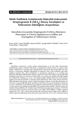 Streptogramin B - Mikrobiyoloji B&uuml;lteni