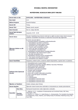 istanbul medipol &uuml;niversitesi nutrisyonel eczacılık ders &ccedil;ıktı tablosu