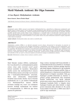 Metil Malonik Asidemi: Bir Olgu Sunumu
