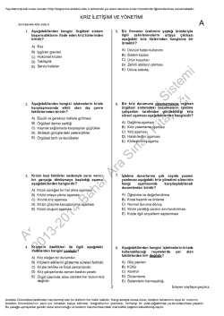 A&Ouml;F Kriz İletişimi ve Y&ouml;netimi &Ccedil;ıkmış Sorular | 2014 Ara Sınav İNDİR