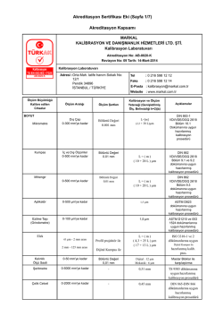 Akreditasyon Sertifikası Eki (Sayfa 1/7) Akreditasyon Kapsamı