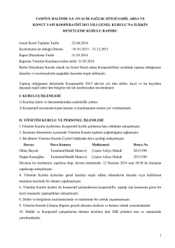 Denetim Kurulu Raporu - Ovacık Sağlık Sitesi