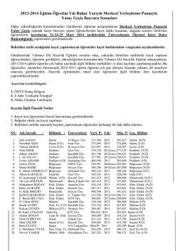 2013-2014 Eğitim &Ouml;ğretim Yılı Bahar Yarıyılı Merkezi Yerleştirme