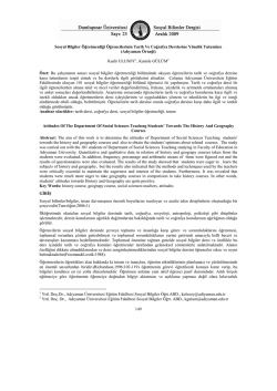 Sosyal Bilgiler &Ouml;ğretmenliği &Ouml;ğrencilerinin Tarih