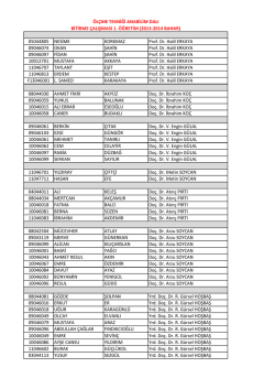 2013-2014 Bahar D&ouml;nemi Bitirme &Ccedil;alışması alan &ouml;ğrencilerimizin