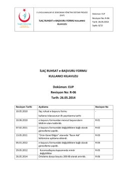 İLA&Ccedil; RUHSAT e-BAŞVURU FORMU KULLANICI KILAVUZU