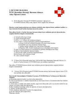 İYTEMED Burs Duyurusu- aday &ouml;ğrenci listesi