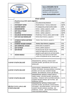 FİYAT LİSTESİ (fiyatlarımıza KDV dahil değildir) Gsm:( 0555)991 96