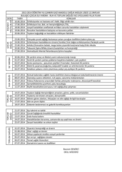 DERS TARİH KONULAR 16.06.2014 Enfeksiyonlar ve hastane enf