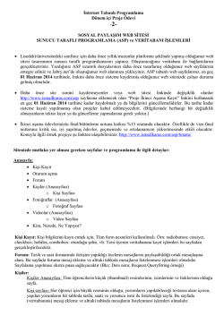 İnternet Tabanlı Programlama D&ouml;nem i&ccedil;i Proje &Ouml;devi SOSYAL