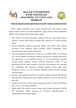 ESR Cihazı i&ccedil;in Numune Kabul Şarları
