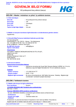 G&Uuml;VENLİK BİLGİ FORMU