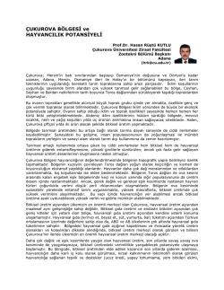&Ccedil;UKUROVA B&Ouml;LGESİ ve HAYVANCILIK POTANSİYELİ