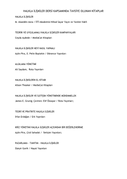 Halkla ilişkiler Dersi okuma Listesi