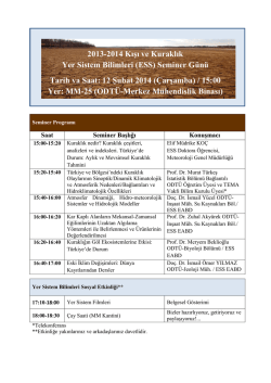 2013-2014 Kışı ve Kuraklık Yer Sistem Bilimleri (ESS) Seminer