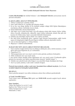 EK-Sınav Duyurusu - Londra B&uuml;y&uuml;kel&ccedil;iliği