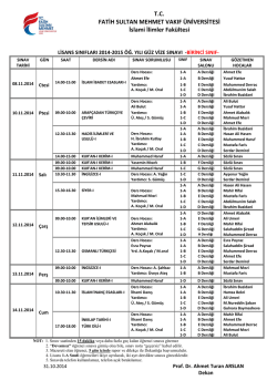 T.C. FATİH SULTAN MEHMET VAKIF ÜNİVERSİTESİ İslami İlimler