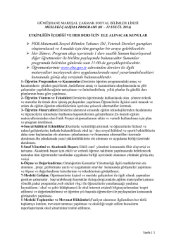 FKB,Matematik,Sosyal Bilimler,Yabancı Dil ,Yetenek Dersleri