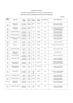 2014-2015 Akademik Yılı G&uuml;z D&ouml;nemi B&uuml;t&uuml;nleme Programı i&ccedil;in