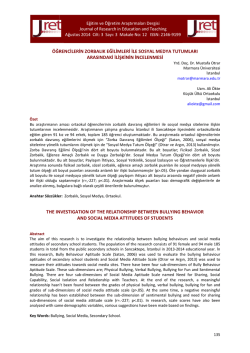 öğrencilerin zorbalık eğilimleri ile sosyal medya tutumları arasındaki