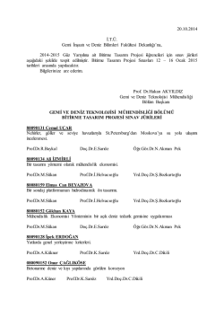 2014-2015 G&uuml;z Yarıyılı i&ccedil;in Bitirme Tasarım Projesi J&uuml;ri Listesi
