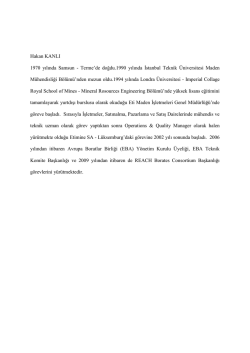 Hakan KANLI ETİ MADEN Operasyon ve Kalite M&uuml;d&uuml;r&uuml;