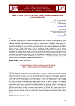 teknik ve endüstri meslek liselerinde sınıf içi çatışma yaşama nedenleri