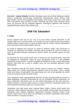 2030 Yılı Tahminleri - Teknoloji Stratejisi