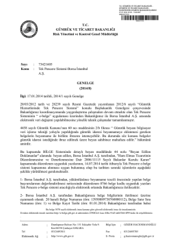 2014/8 - G&uuml;mr&uuml;k ve Ticaret Bakanlığı Risk Y&ouml;netimi ve Kontrol Genel
