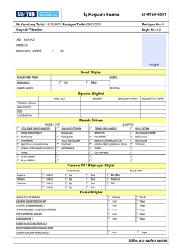 Kalite Y&ouml;netim Sistemi Formu