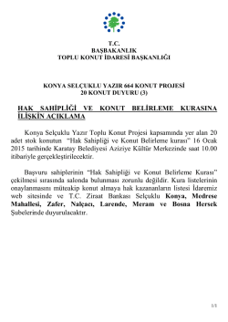 HAK SAHİPLİĞİ VE KONUT BELİRLEME KURASINA