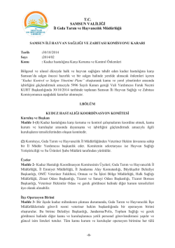 Samsun İli Hayvan Sağlığı ve Zabıtası Komisyonu Kararı i&ccedil;in tıklayınız