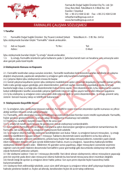 farmalıfe &ccedil;alışma s&ouml;zleşmesi