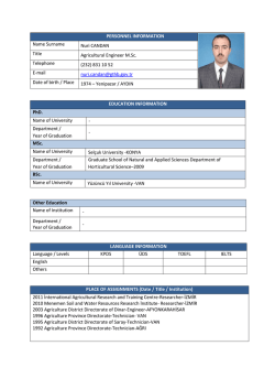 PERSONNEL INFORMATION Name Surname Nuri CANDAN Title