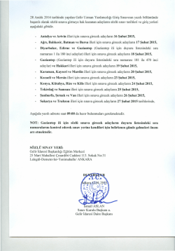 28 Aralık 2014 tarihinde yapılan Gelir Uzman Yardımcılığı Giriş